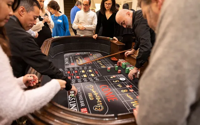 Dice on a craps table