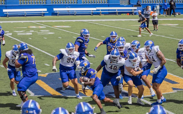 American football on the field