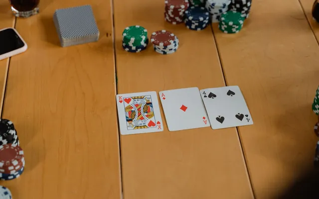 Community cards on a Hold'em table