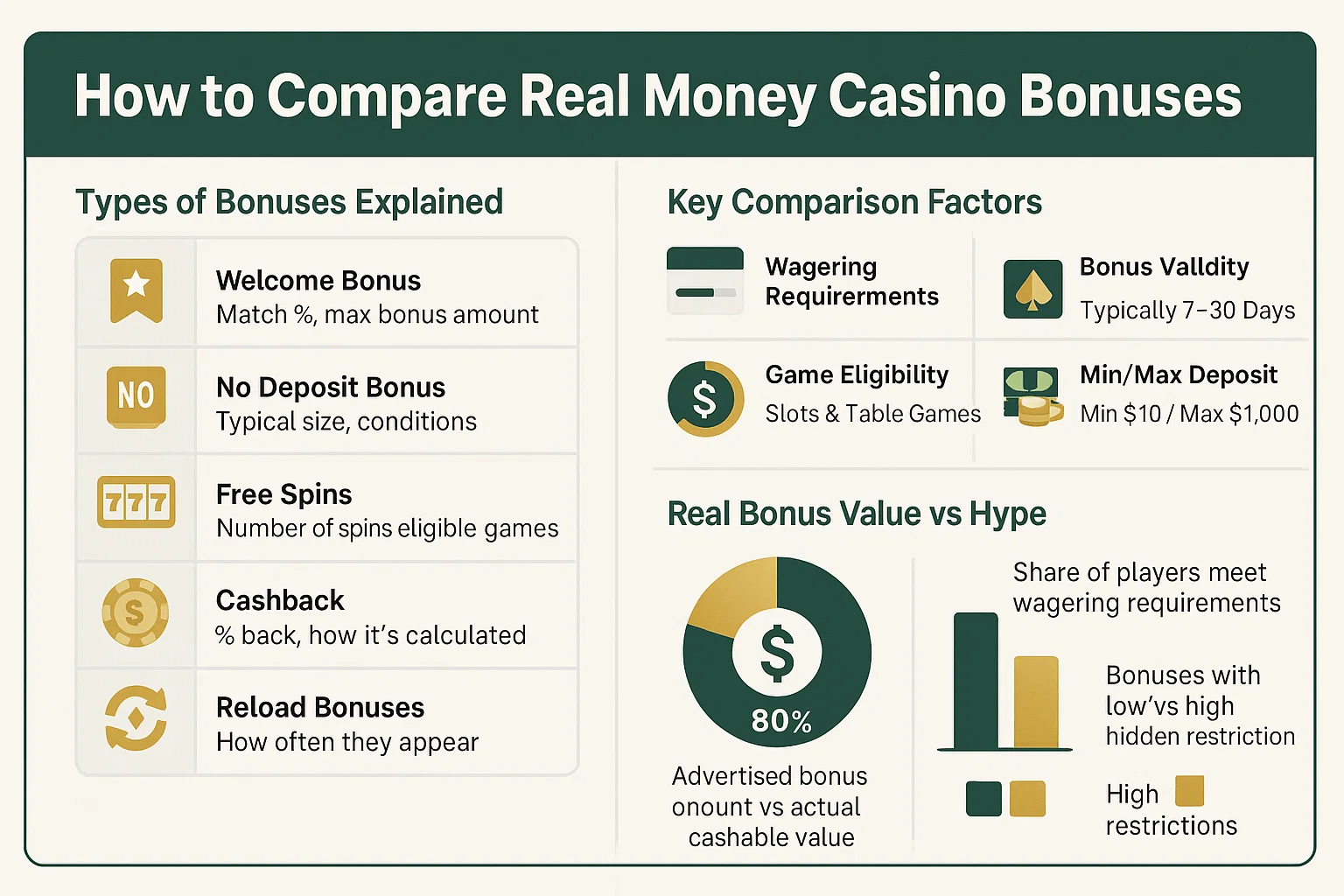 How to Compare Real Money Casino Bonuses